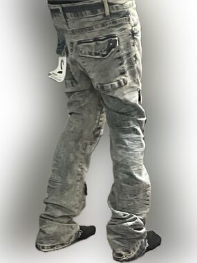 Cargo Utility stack denim jeans imported rare 30w stretch 36L stack stretch nwt!